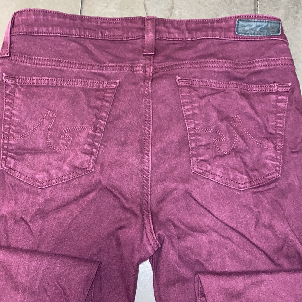 AG Adriano Goldschmied Size 28R The Stevie Ankle Slim Straight Leg Burgundy Jean - Picture 11 of 16